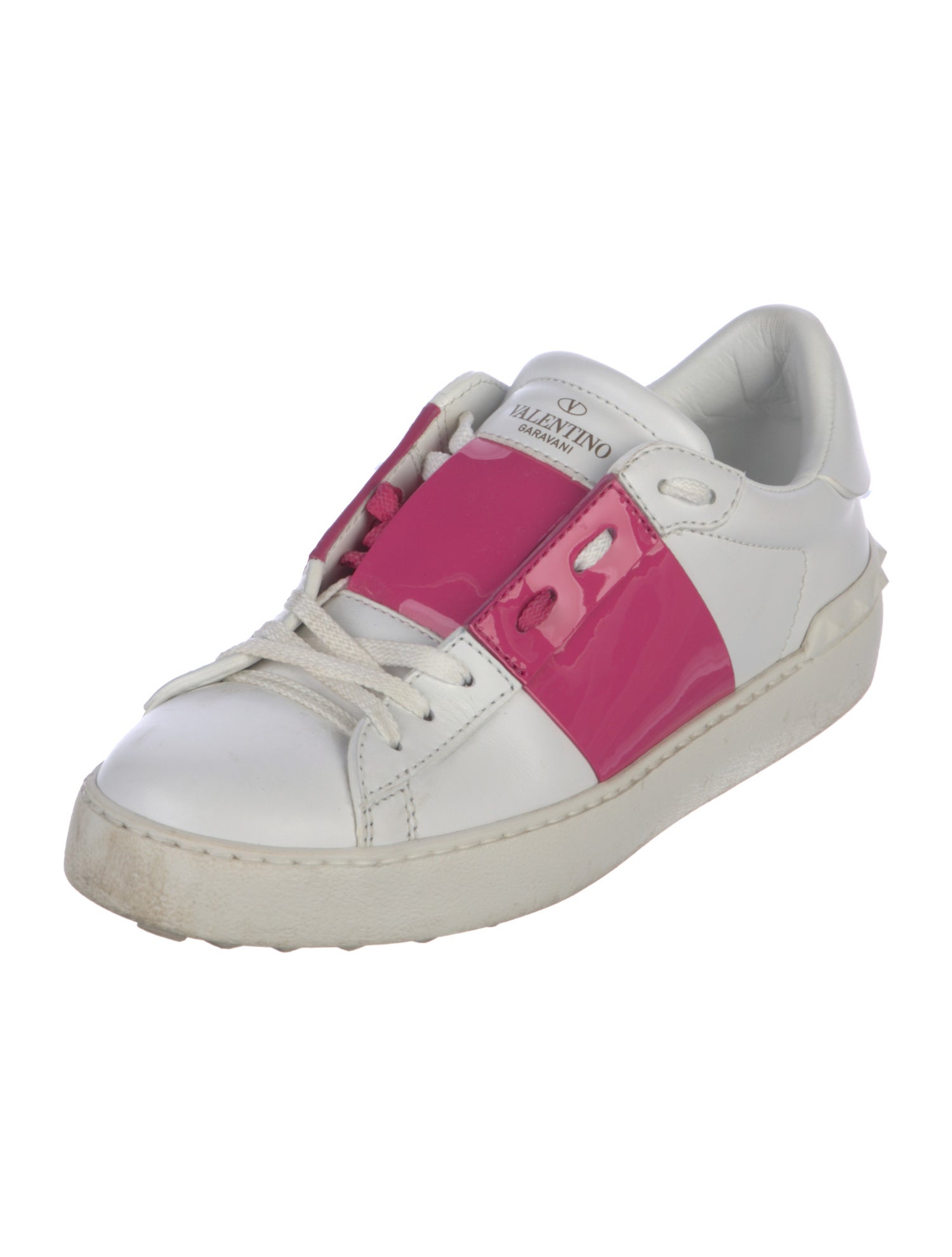 Valentino Rockstud Accents Leather Sneakers