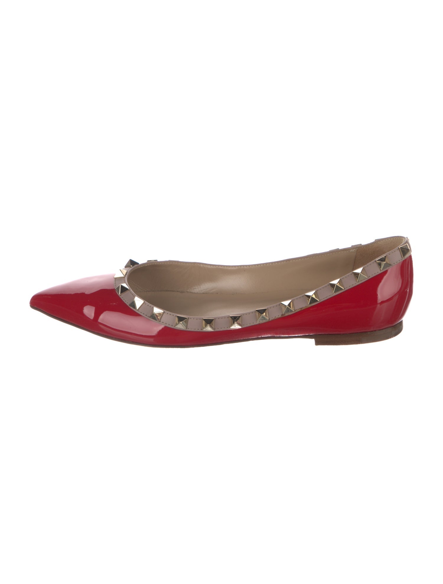 Valentino Rockstud Accents Patent Leather Ballet Flats