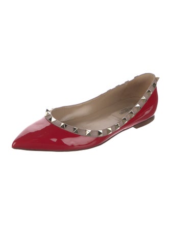 Valentino Rockstud Accents Patent Leather Ballet Flats