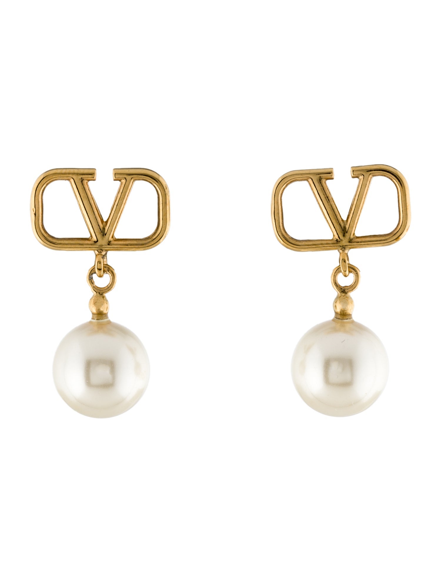 Valentino Vlogo Signature Faux Pearl Drop Earrings