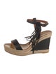 Valentino Leather Fringe Trim Accent Espadrilles