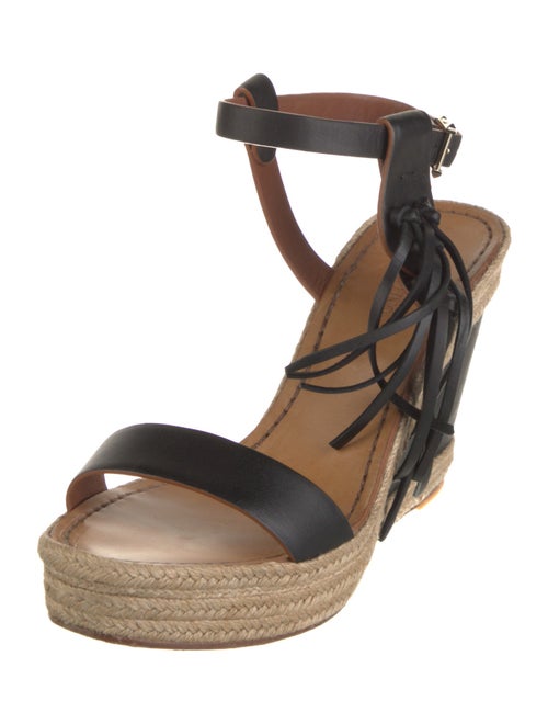 Valentino Leather Fringe Trim Accent Espadrilles