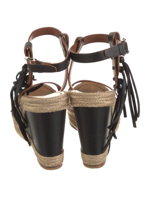 Valentino Leather Fringe Trim Accent Espadrilles