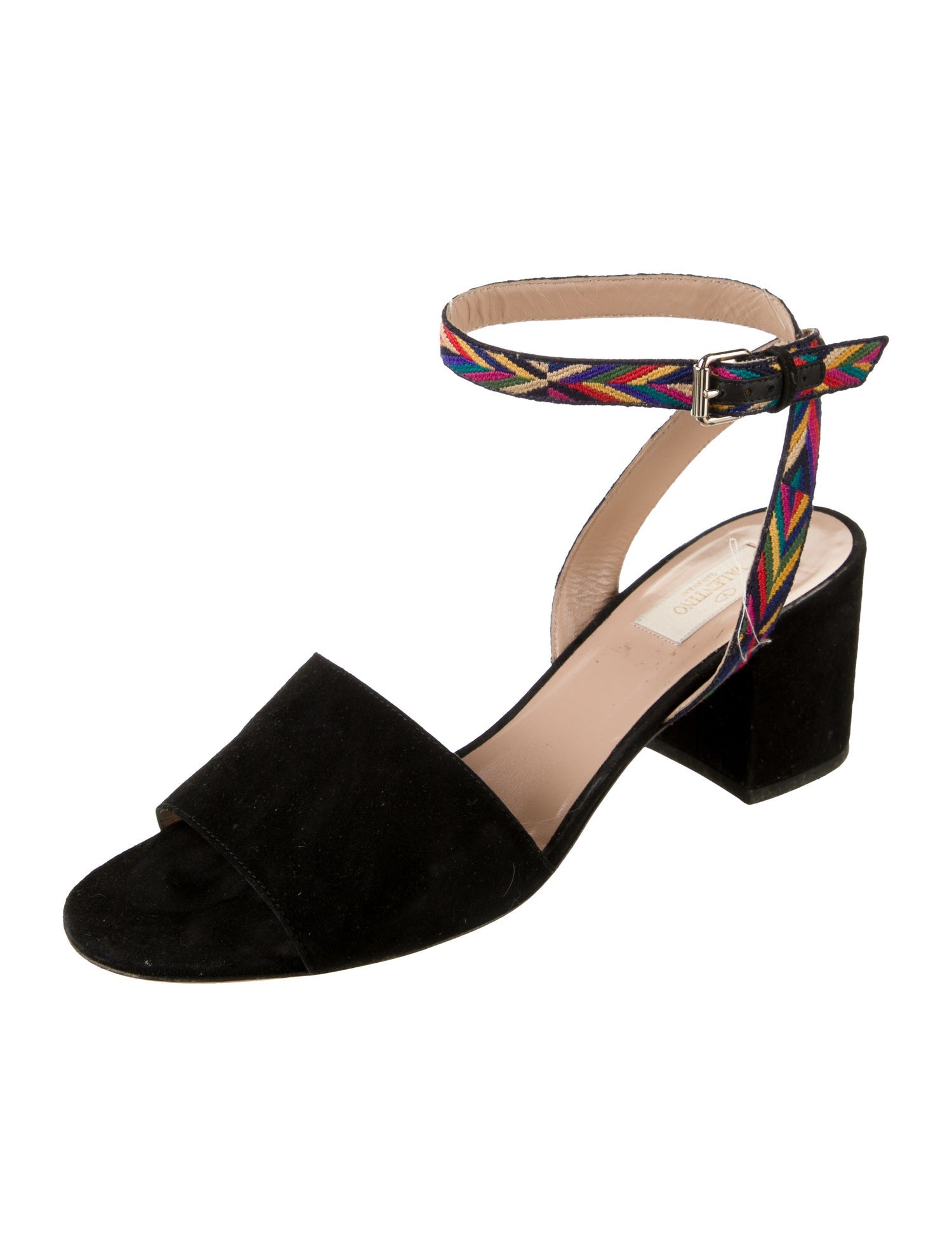 Valentino Suede Embroidered Accent Sandals