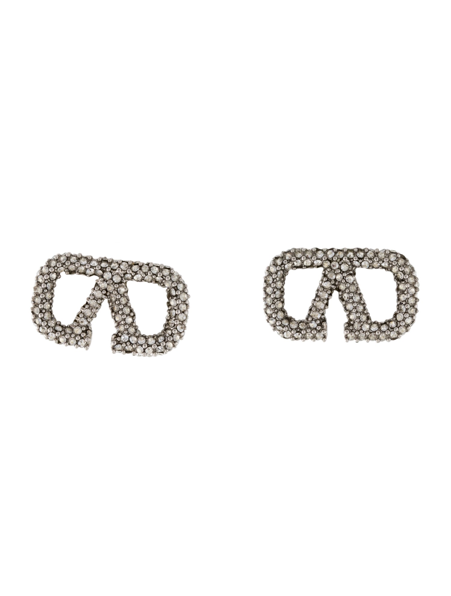 Valentino Crystal Super V Logo Stud Earrings