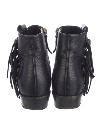 Valentino Leather Fringe Trim Accent Boots
