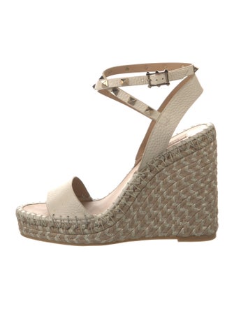 Valentino Rockstud Accents Leather Espadrilles