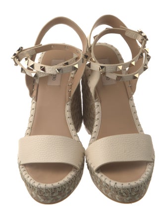 Valentino Rockstud Accents Leather Espadrilles