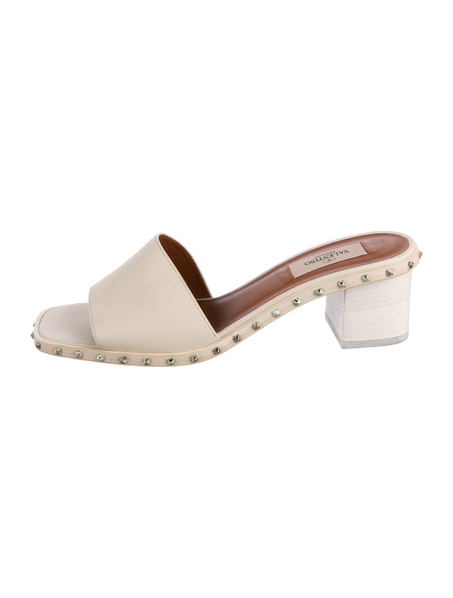 Valentino Rockstud Accents Leather Slides