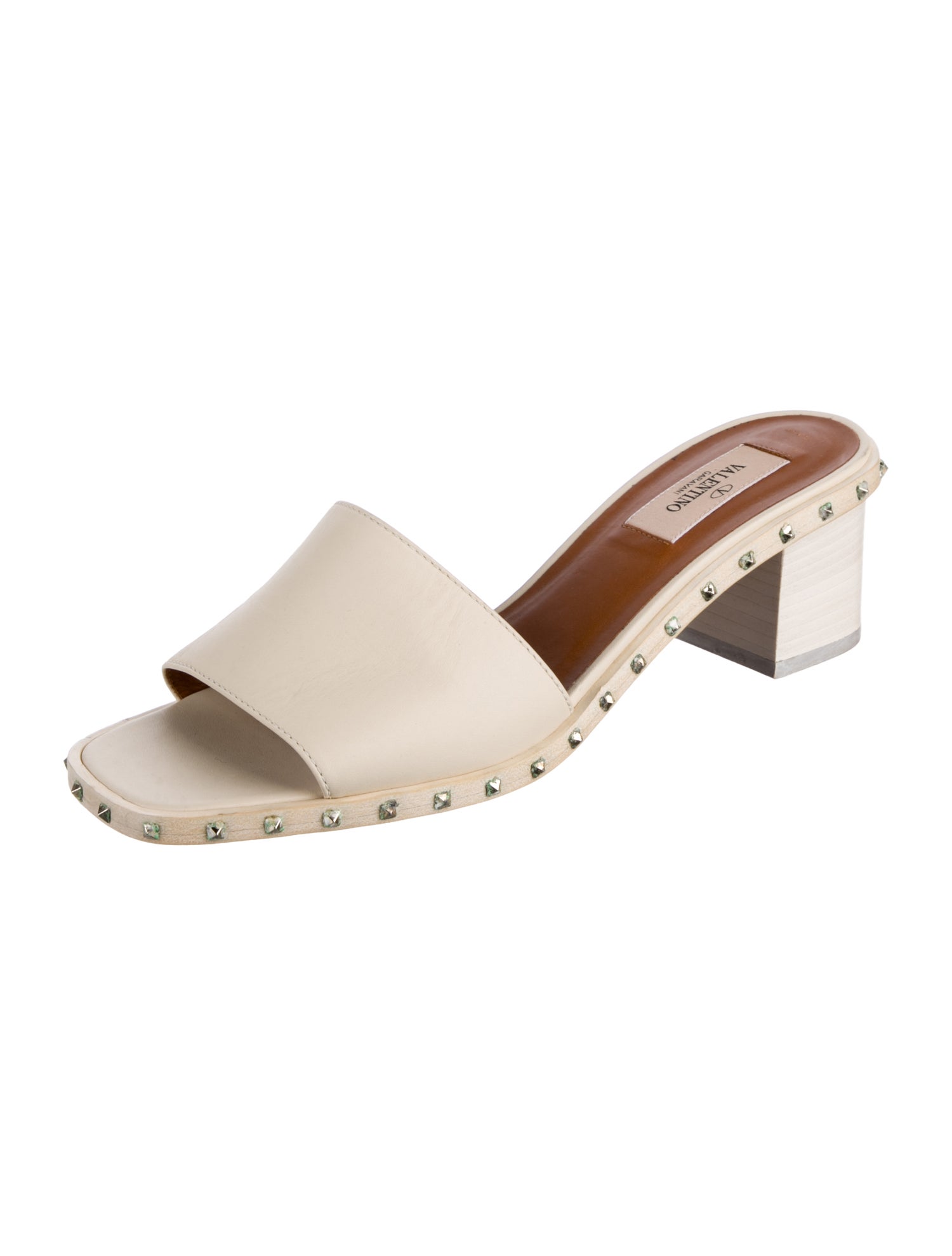 Valentino Rockstud Accents Leather Slides