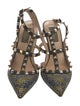 Valentino Rockstud Accents Crystal T-Strap Pumps