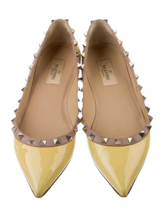 Valentino Rockstud Accents Patent Leather Flats