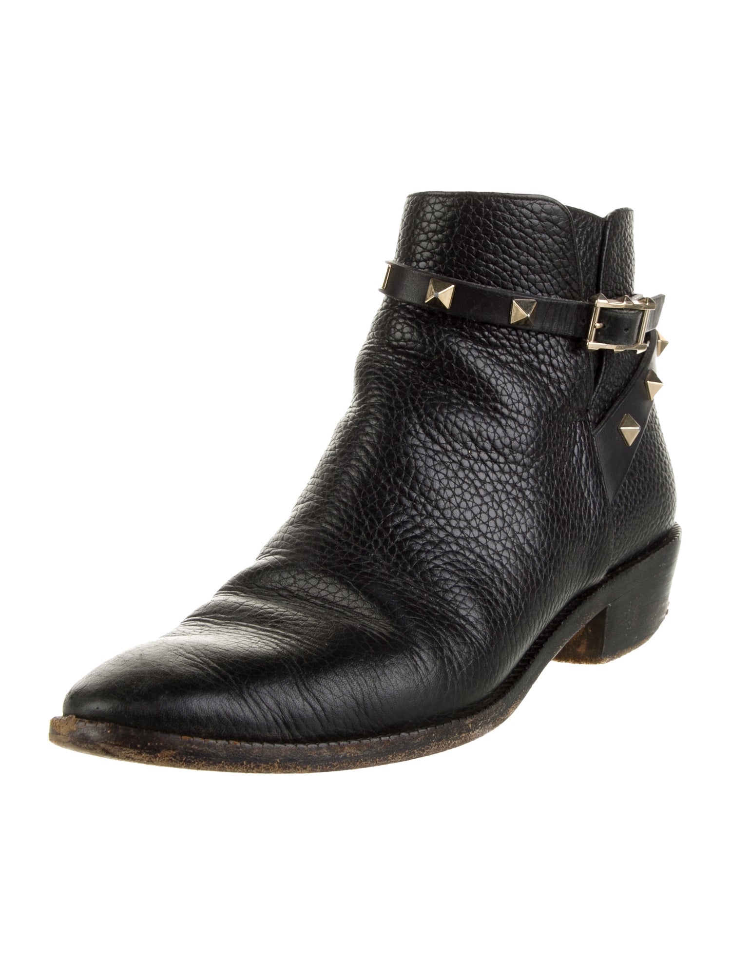 Valentino Rockstud Accents Leather Moto Boots