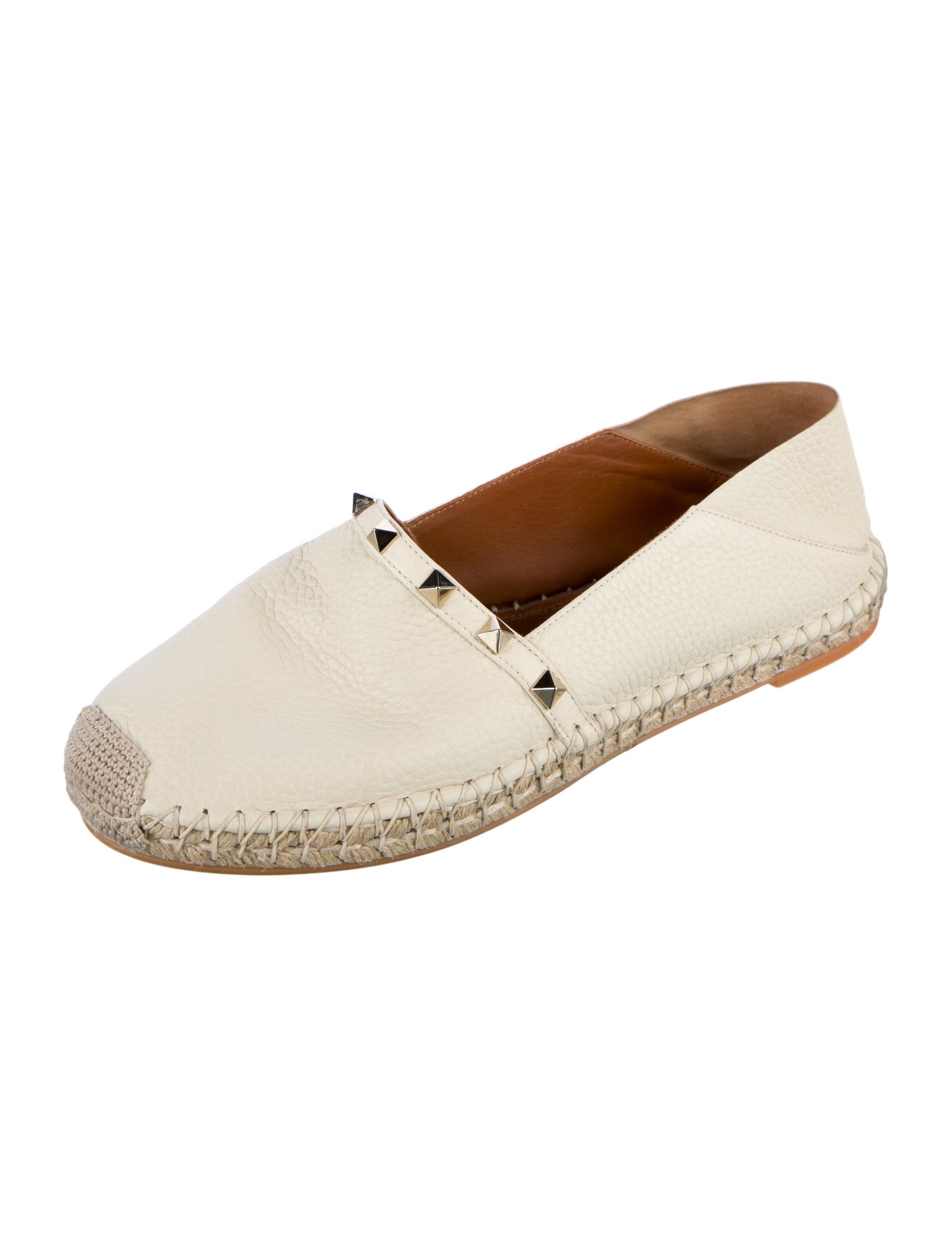 Valentino Rockstud Accents Leather Espadrilles
