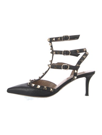 Valentino Rockstud Accents Leather T-Strap Pumps