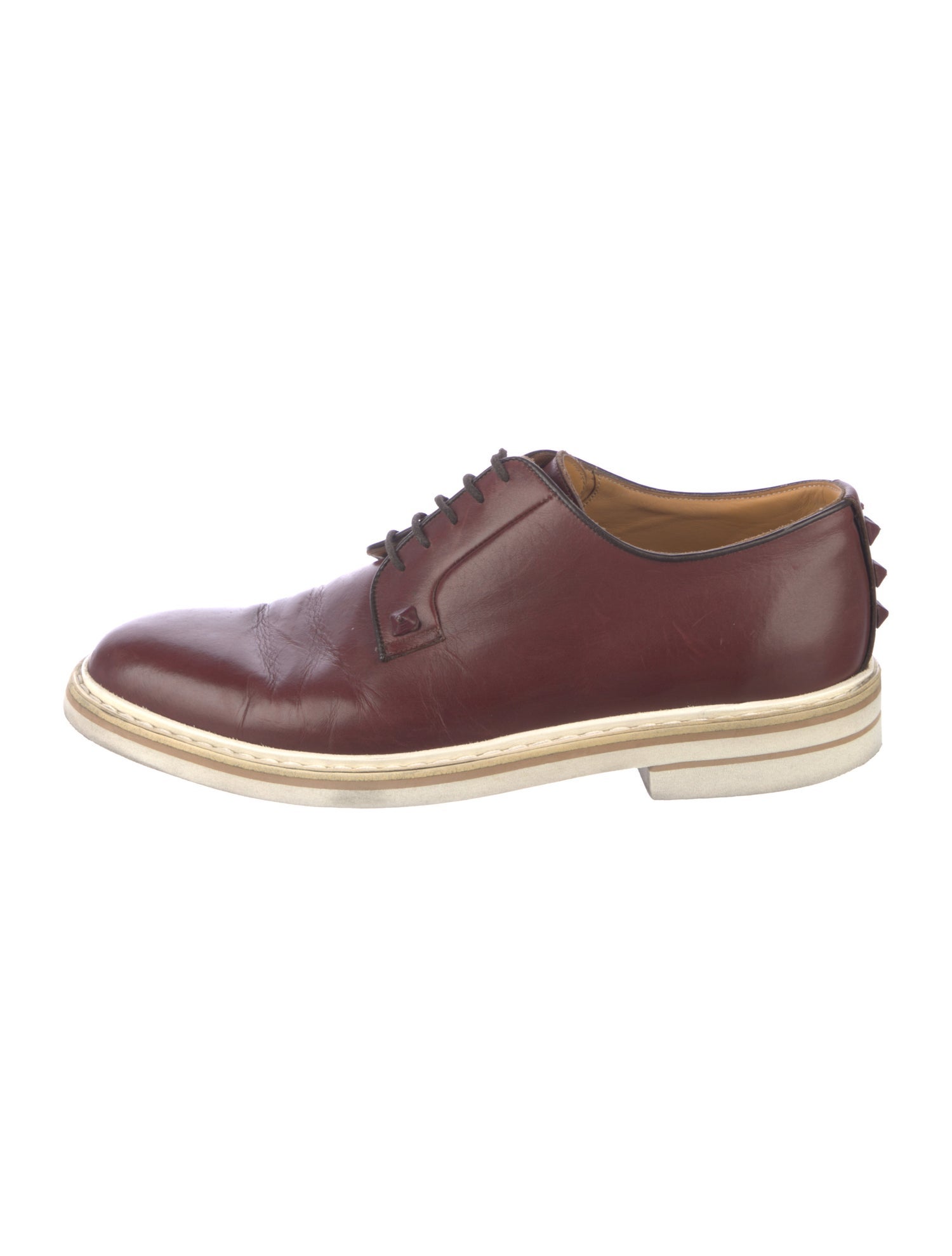 Valentino Leather Colorblock Pattern Derby Shoes