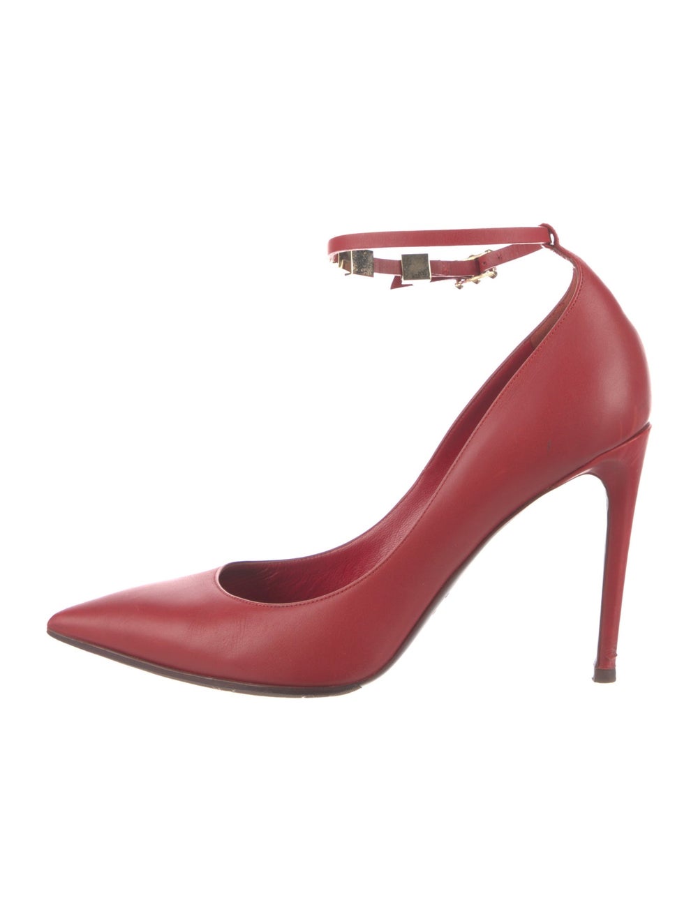 Valentino Leather Pumps Red Rockstud Accents Pointed-Toes with