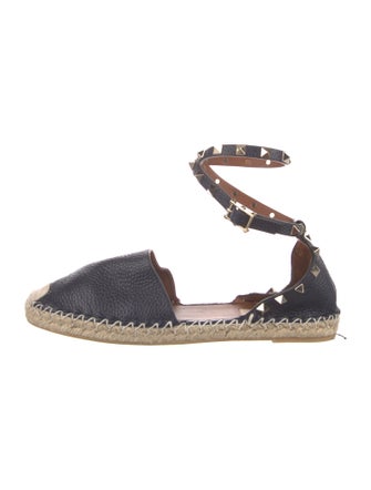 Valentino Rockstud Accents Leather Espadrilles