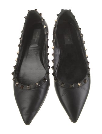 Valentino Rockstud Accents Leather Flats