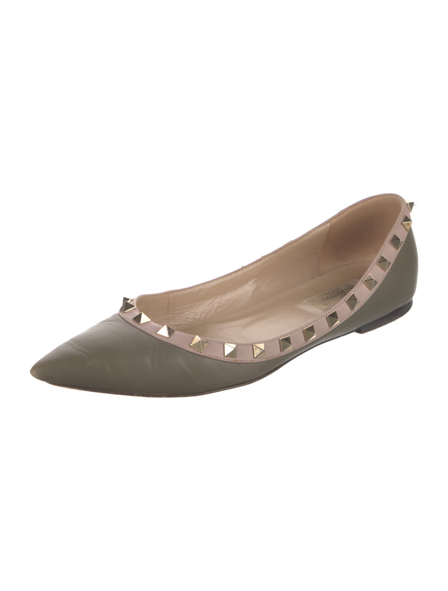Valentino Rockstud Accents Leather Ballet Flats