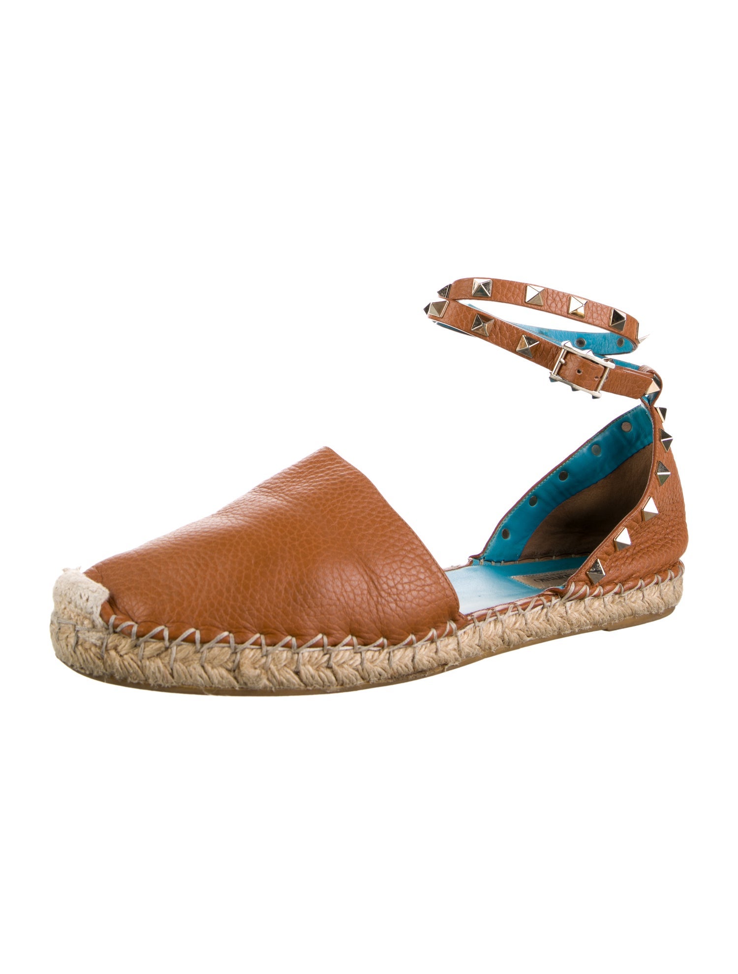 Valentino Rockstud Accents Leather Espadrilles