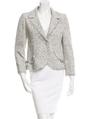 Valentino Fringe-Trimmed Tweed Blazer w/ Tags