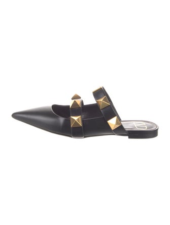 Valentino Rockstud Accents Leather Slides