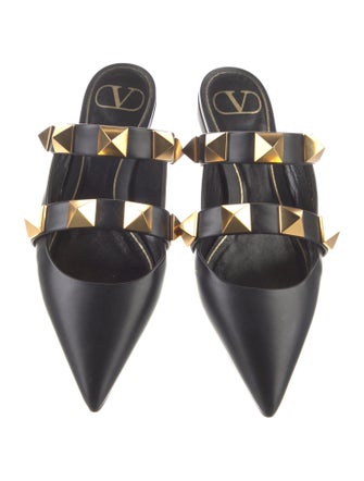 Valentino Rockstud Accents Leather Slides