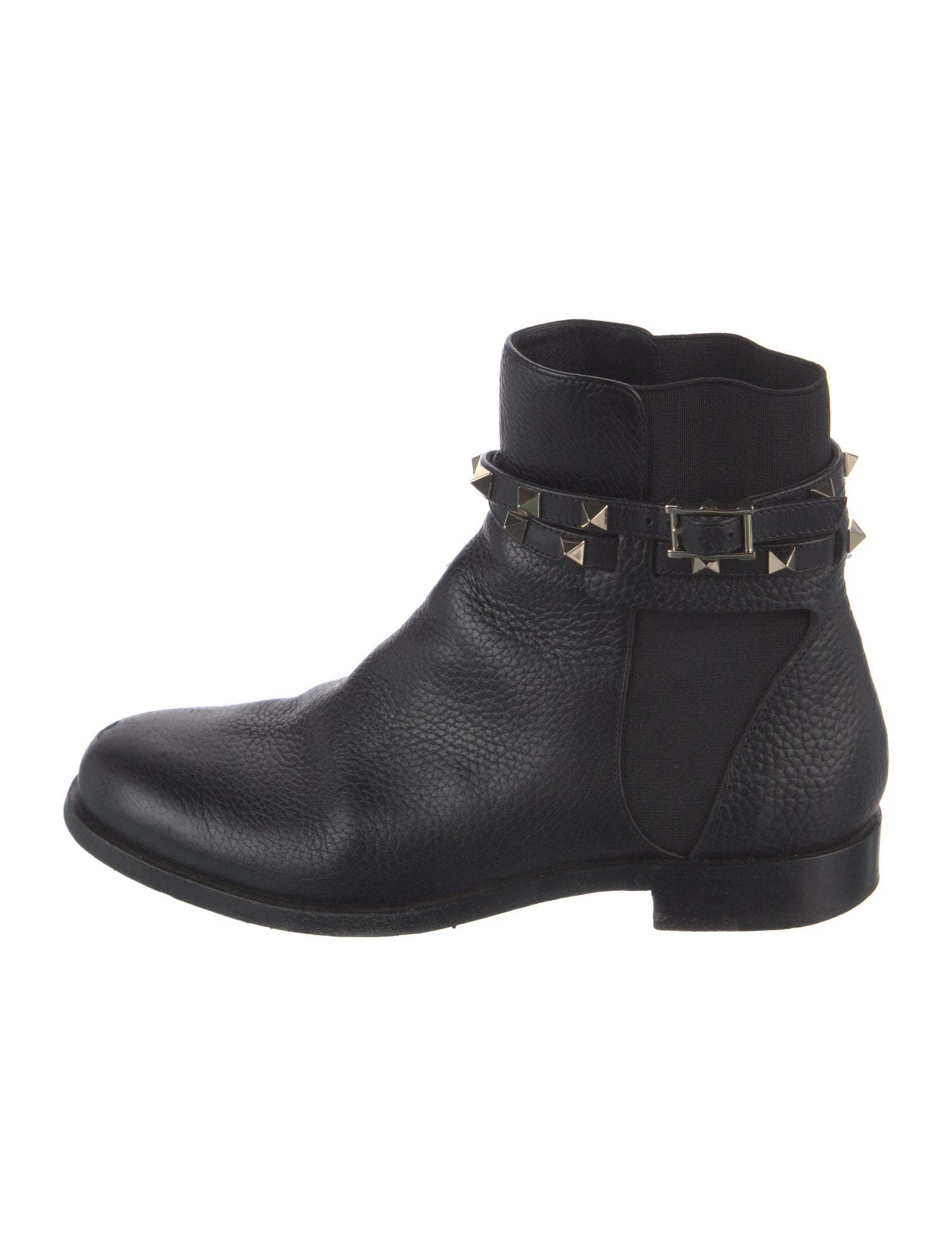 Valentino Rockstud Accents Leather Moto Boots