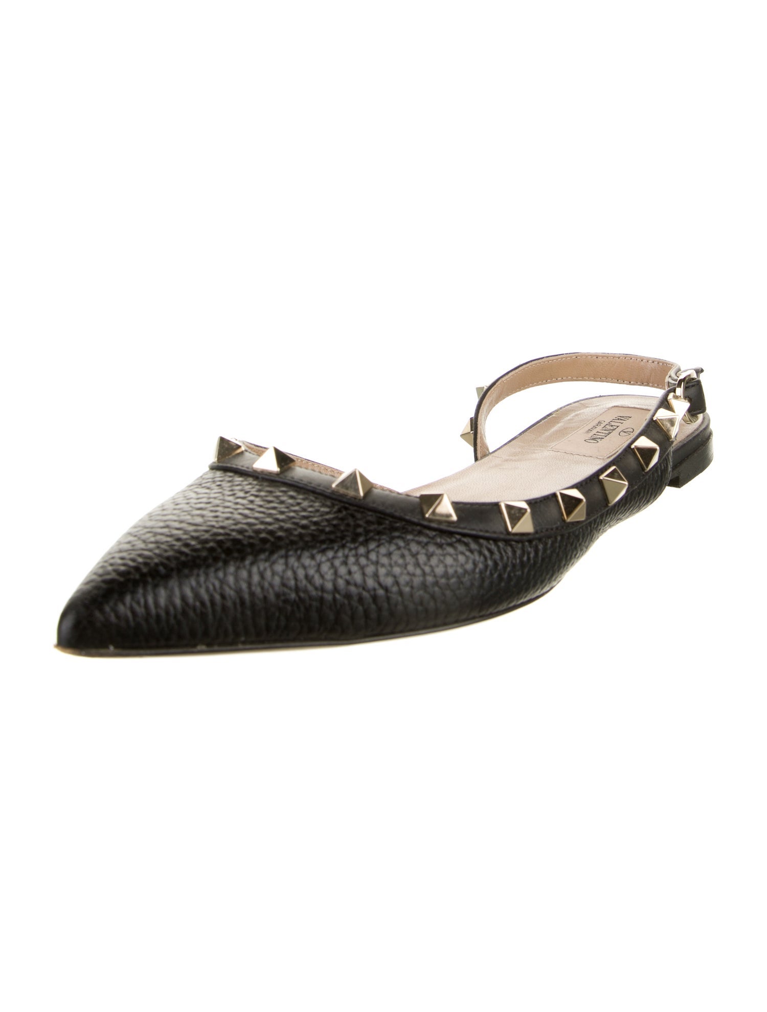 Valentino Rockstud Accents Leather Slingback Flats