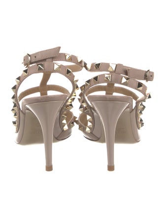 Valentino Rockstud Accents Patent Leather T-Strap Pumps