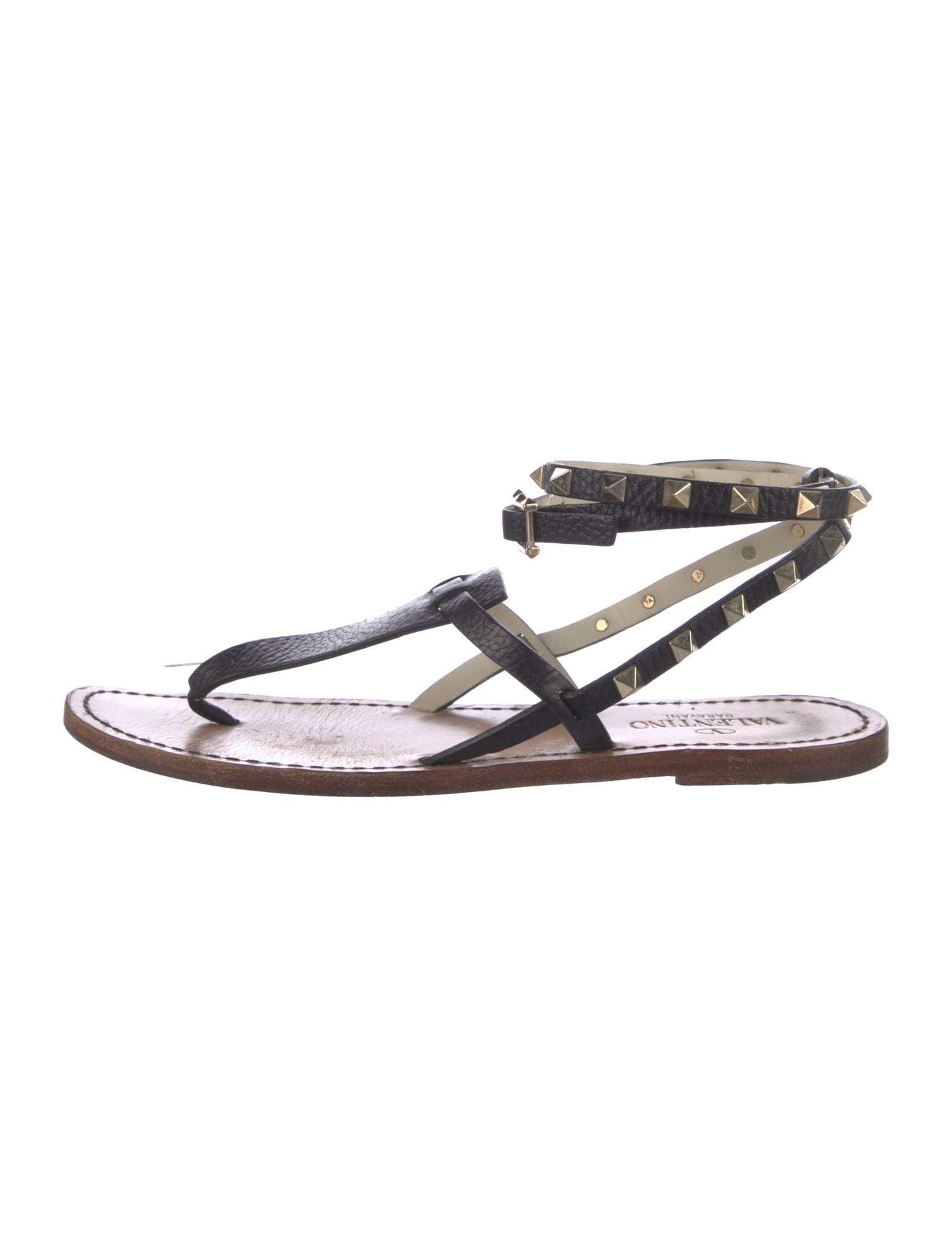 Valentino Rockstud Accents Leather Gladiator Sandals