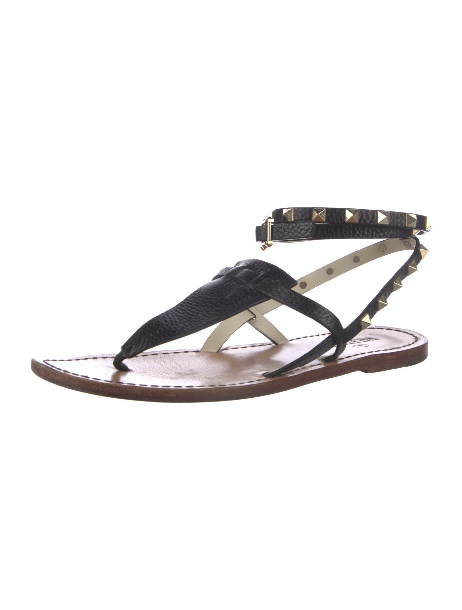 Valentino Rockstud Accents Leather Gladiator Sandals