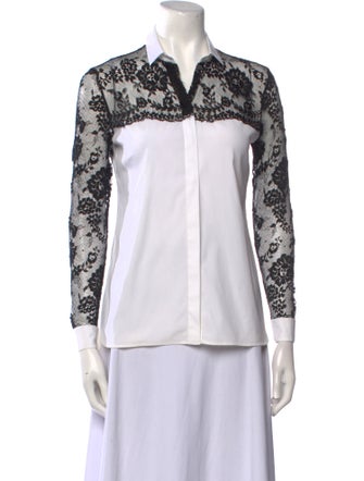 Valentino Printed Long Sleeve Button-Up Top