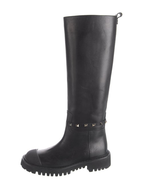 Valentino Rockstud Accents Leather Riding Boots