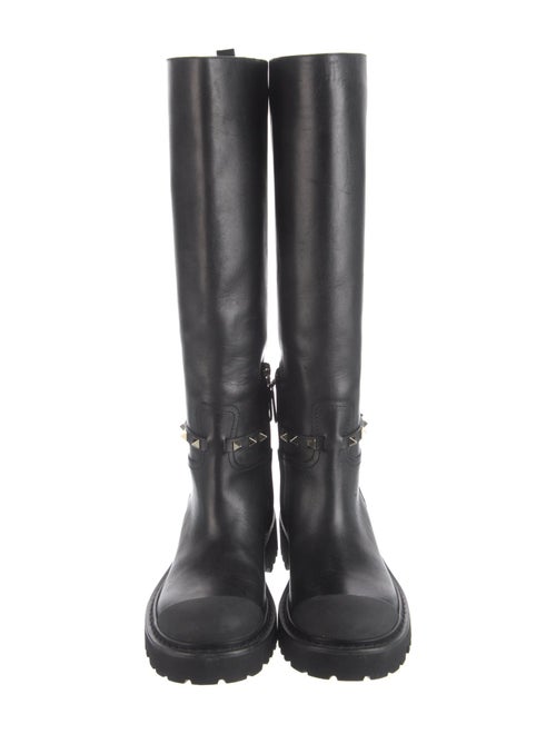 Valentino Rockstud Accents Leather Riding Boots