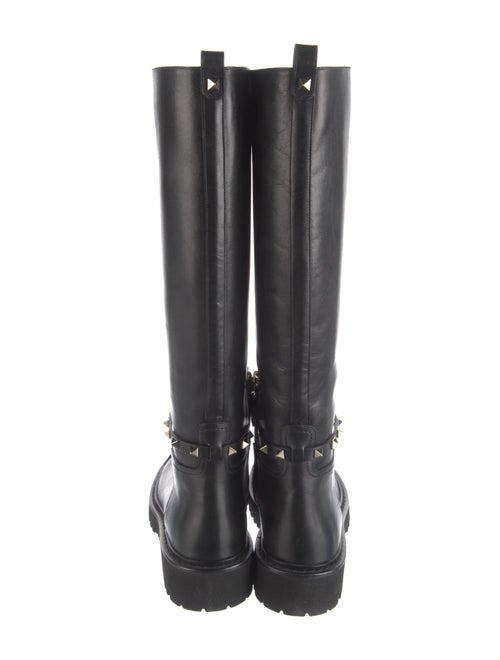 Valentino Rockstud Accents Leather Riding Boots