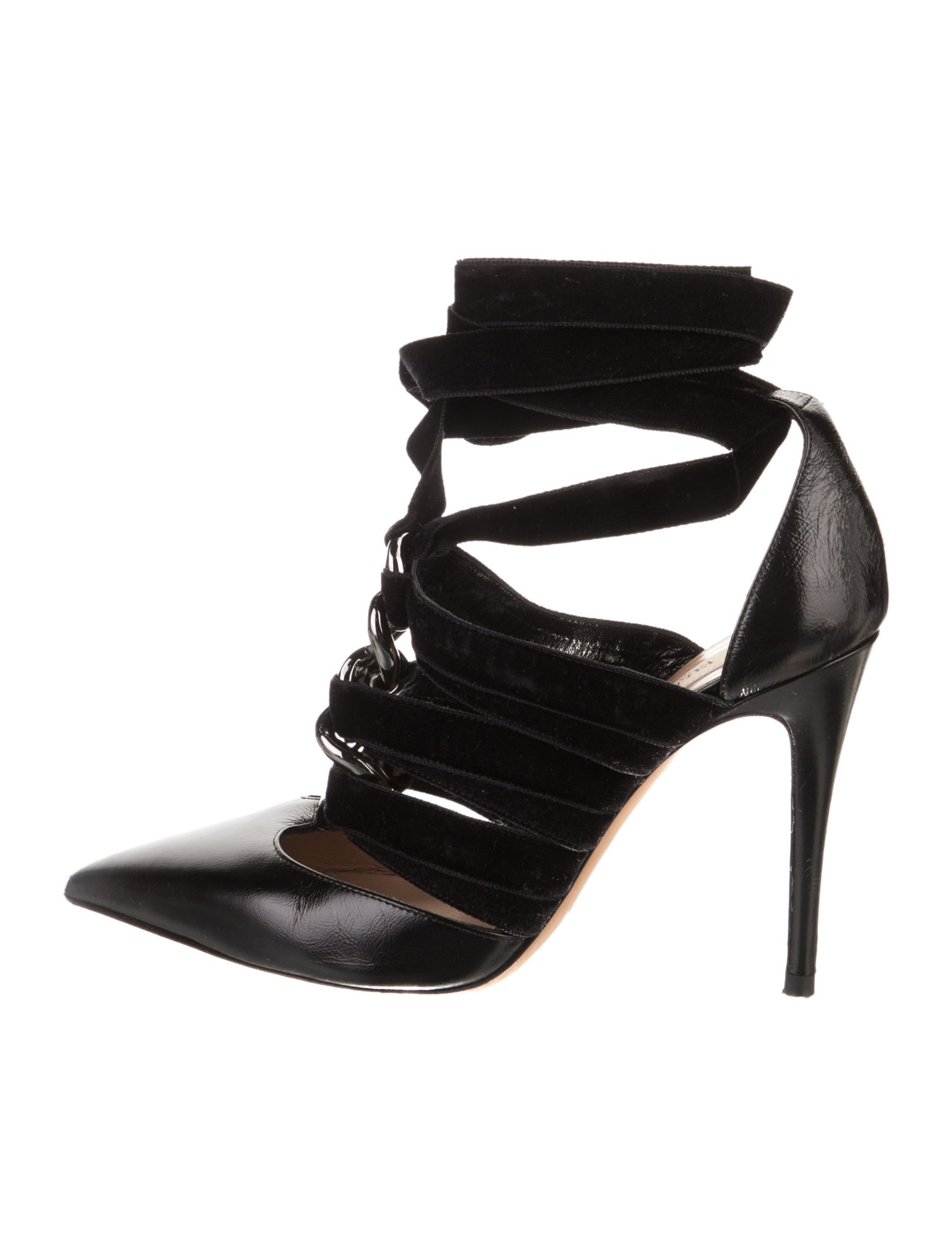 Valentino Leather Chain-Link Accents Pumps