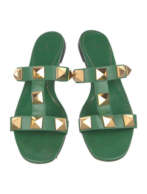 Valentino Rockstud Accents Leather Slides