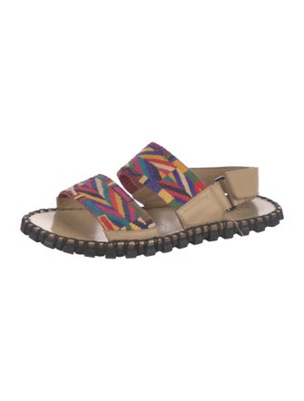 Valentino Printed Leather Trim Embellishment Slides