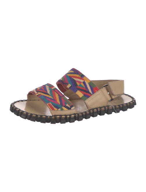 Valentino Printed Leather Trim Embellishment Slides