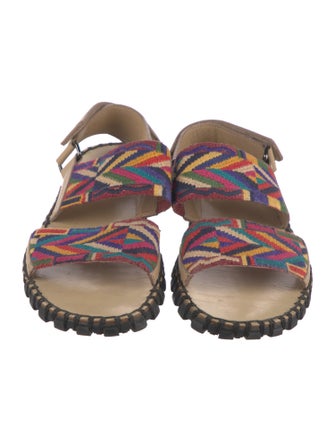 Valentino Printed Leather Trim Embellishment Slides