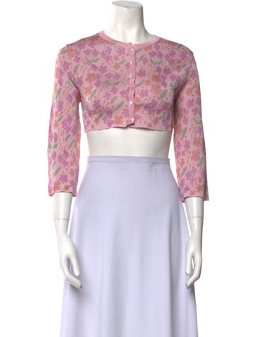 Valentino Knitwear Floral Print Crew Neck Sweater M