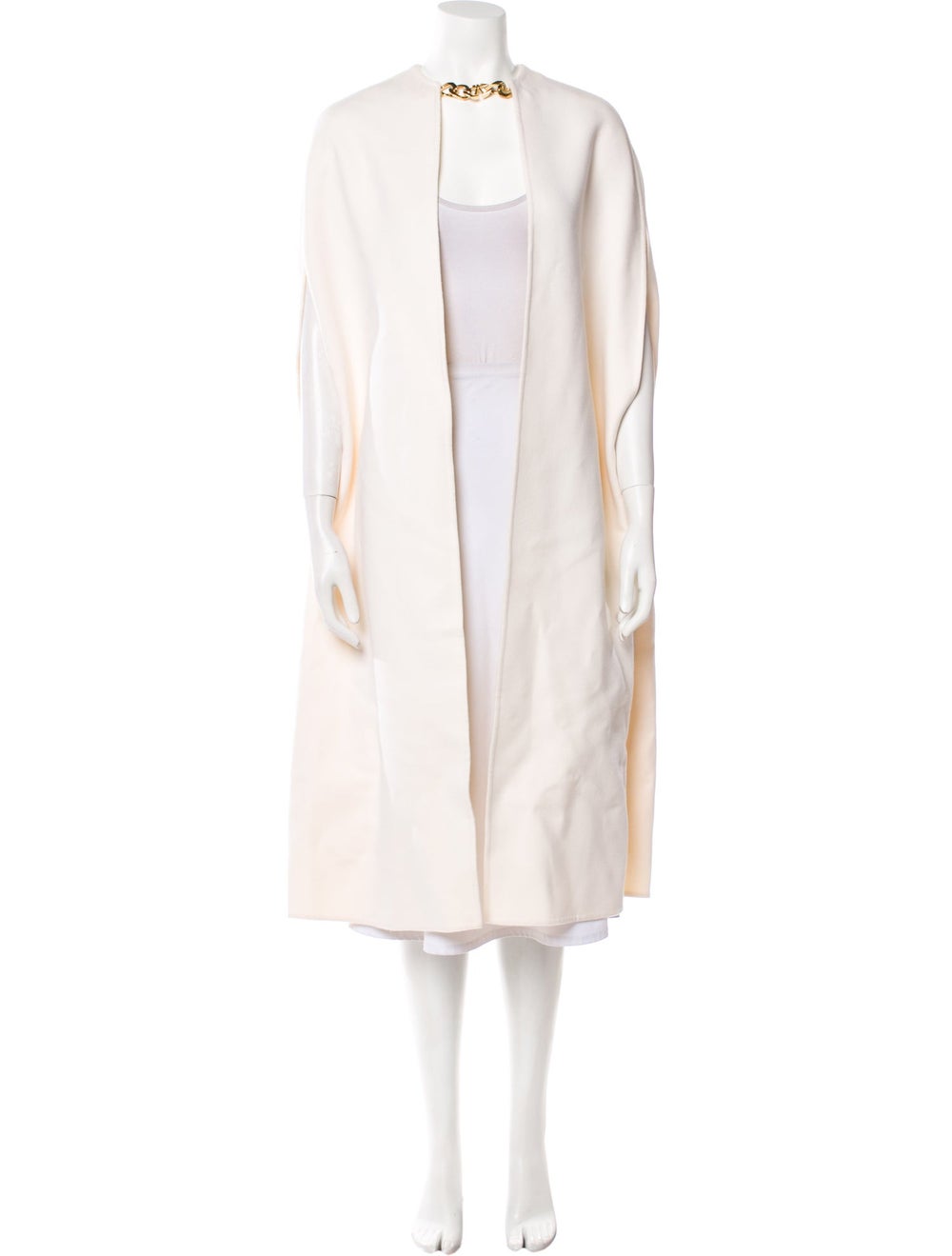 Valentino Virgin Wool Coat Neutrals Stand Collar Long - Main Image