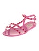Valentino Rockstud Accents Rubber T-Strap Sandals