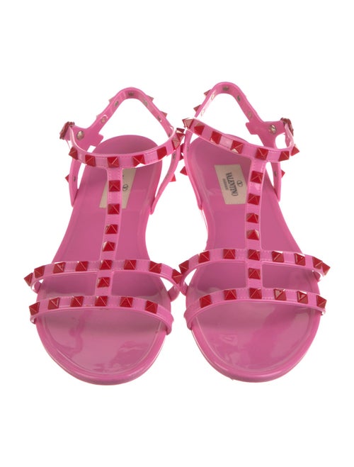 Valentino Rockstud Accents Rubber T-Strap Sandals