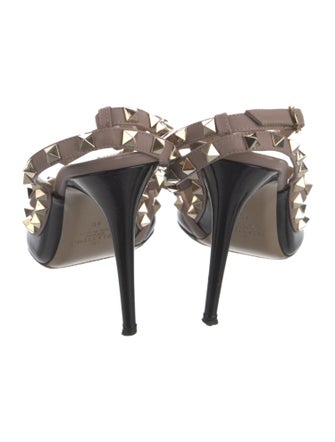 Valentino Patent Leather Colorblock Pattern T-Strap Pumps