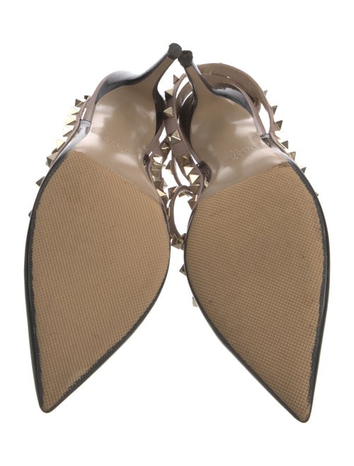 Valentino Patent Leather Colorblock Pattern T-Strap Pumps