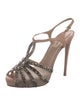 Valentino Satin Mesh Accents T-Strap Sandals