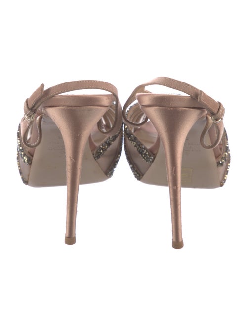 Valentino Satin Mesh Accents T-Strap Sandals